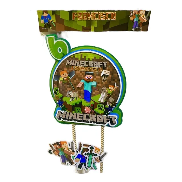 Topper  3 D Para Torta Minecraft Personalizado Nombre Y Edad