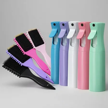 Kit Escova Fitagem Cabelo Ondulado + Frasco Spray Borrifador Aleatória/sortidas