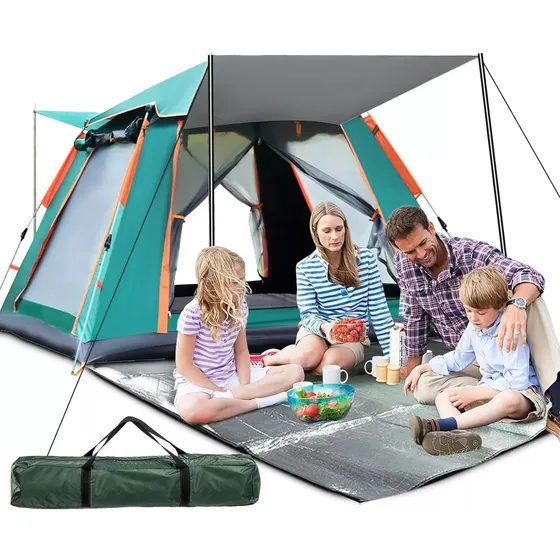 Barraca auto-armável Dobevi Camping Tenda Grande para Camping verde/laranja