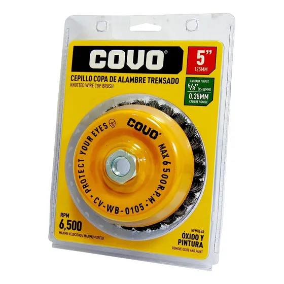 Disco Cepillo De Copa De Alambre Trensa 5 X 5/8  Marca Covo