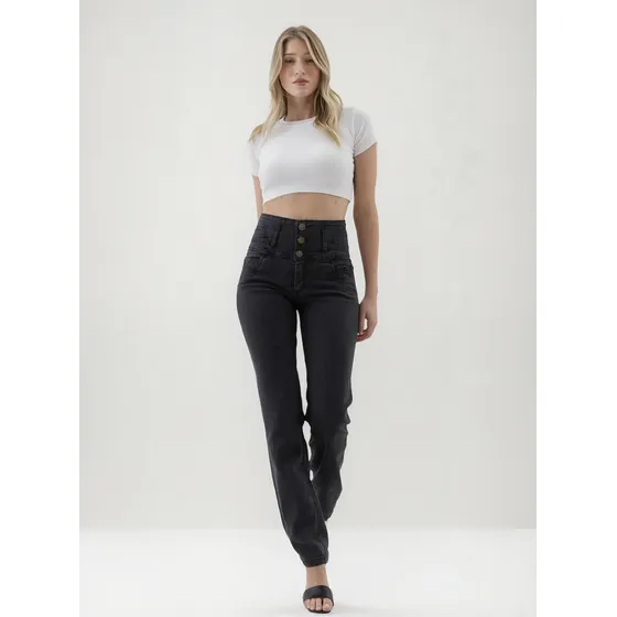 Jean Straight Recto De Mujer Calce Colombiano Flex Denim