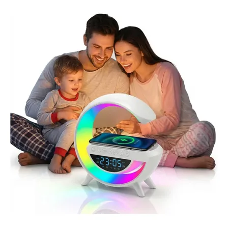 Lampara Cargador Despertador Portatil Parlante Bluetooth Blanco