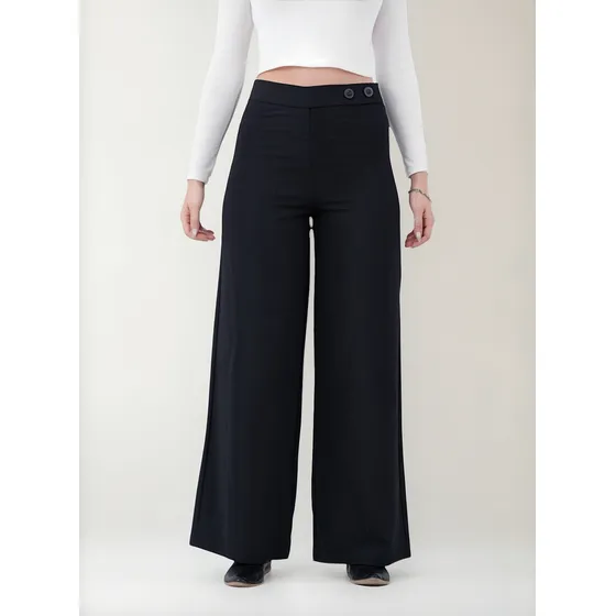 Pantalón Sastrero Largo Tiro Alto Wide Leg Mujer Gab Crepe