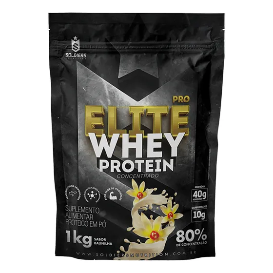 Elite Pro Whey Protein Concentr 80% 1kg - Soldiers Nutrition Sabor Baunilha