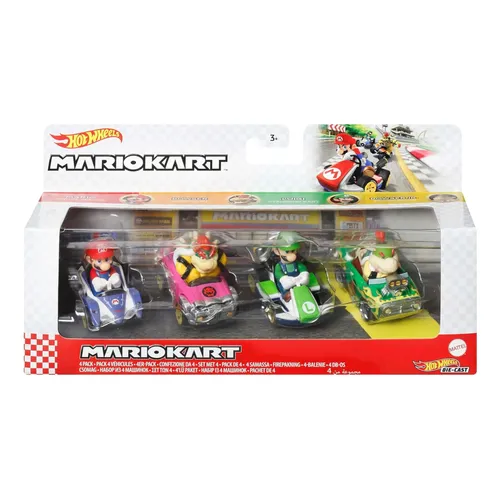 Hot Wheels Mario Kart 4台セット Conjunto De 4 Veículos Mario Kart Da Hot Wheels, Conjunto De