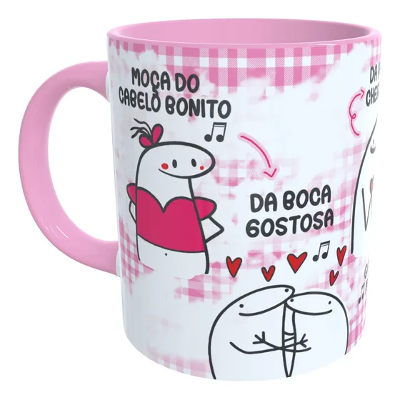 Caneca Colorida Moça Do Cabelo Bonito Flork + Caixinha Mimo