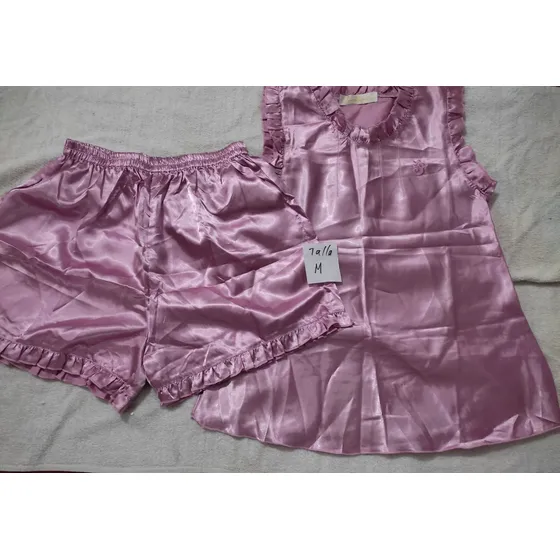 Ropa De Dormir Pijamas Satinada Blusa Y Short