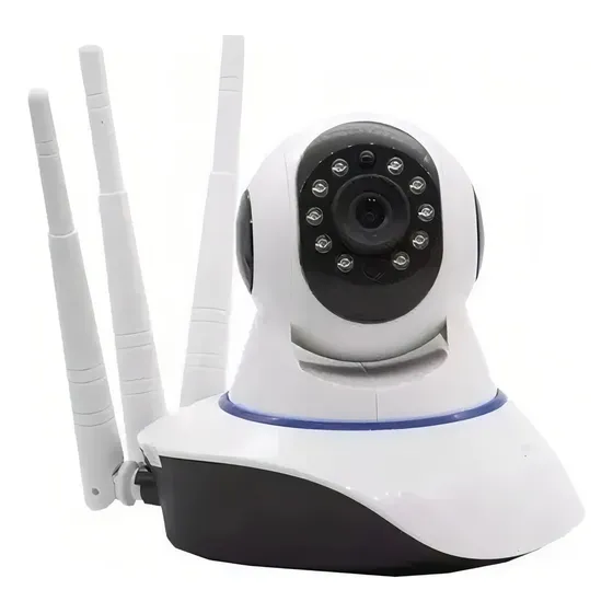 Câmera Ip Três Antenas Wi Fi, Hd ,onvif, P2p Visão Noturna Cor Branco