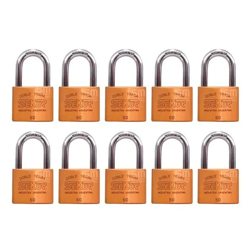 Candado Hermanado X 10un Sekur 50 Bronce Doble Traba Bolilla