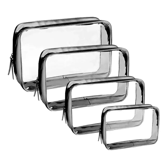 Kit 2 Frasqueiras + 2 Estojos Em Pvc Cristal Transparentes