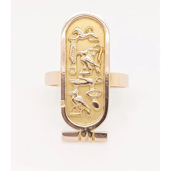 Anel Hieróglifo Em Ouro 18k Nome Personalizado Sob Encomenda