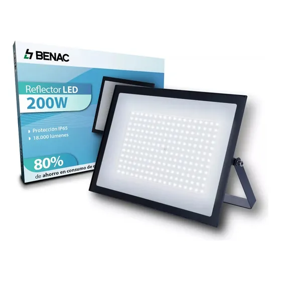 Reflector Benac RL200 con Carcasa Negra y Luz Blanco Frío 200W