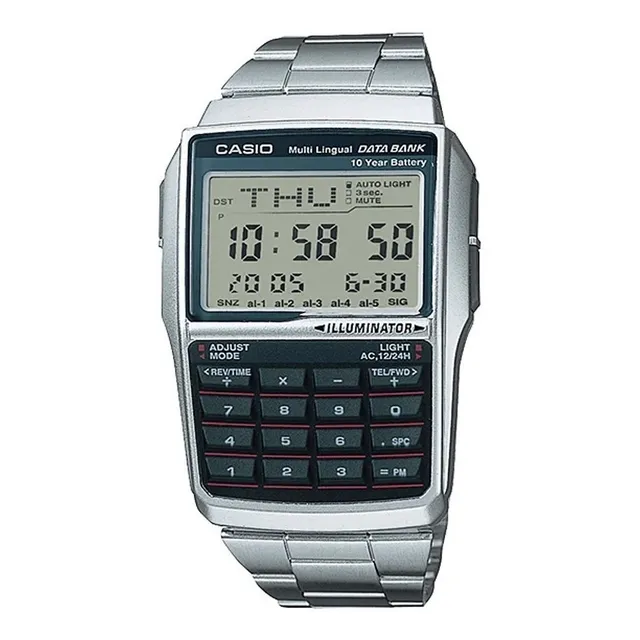 Reloj pulsera Casio Data Bank DBC-32 Calculadora Data Bank Hora Dual Bateria 10 años 5 Alarmas Conversion de Moneda
