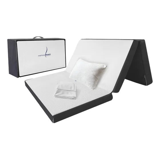 Pack Colchón Matrimonial Plegable + Sábanas + Almohada Blanco