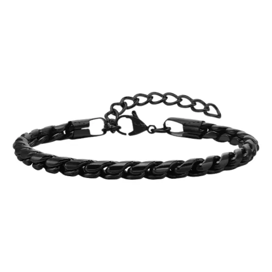 Pulsera De Cadena De Eslabones De Acero Inoxidable Antiguo Color Negro Diámetro 21 Cm Largo 21 Cm