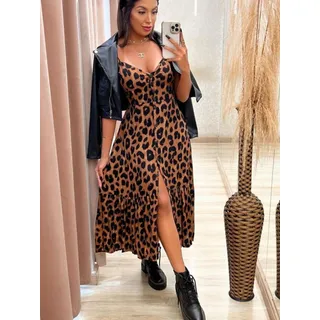 Vestido Feminino Com Bojo BotÔes Alça Regulåvel Animal Print Vestido Feminino Com Bojo BotÔes Alça Regulåvel Animal Print