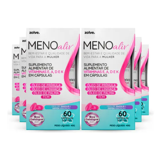 Zolve Meno Aliv - Combo 6 Unidades Sabor Sem Sabor - Suplemento De Bem-estar - 60 Cápsulas