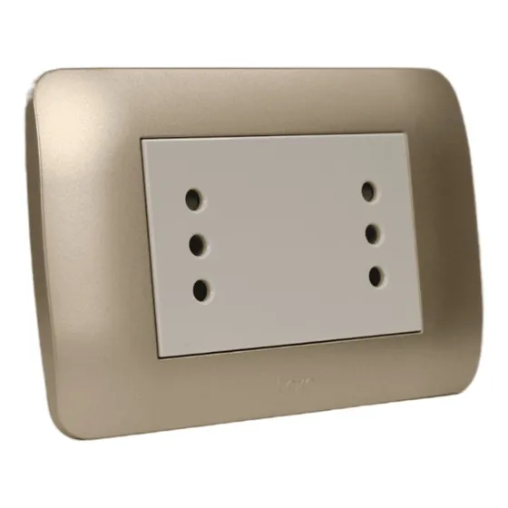 X4 Tomacorriente Doble Duplex 10a 250v Beige Placa Titanio