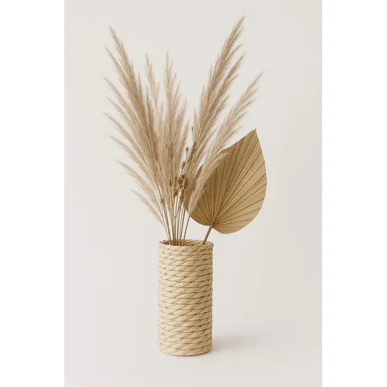 Arranjo De Pampas Natural Em Vaso Boho Para Decoração