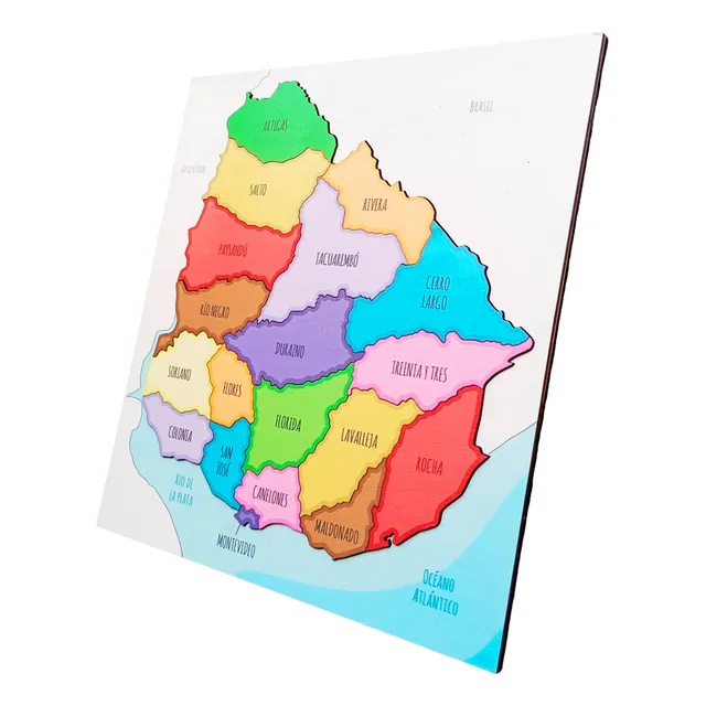 Puzzle Madera Mapa Uruguay 28x25cm Rompecabezas 19p - El Rey