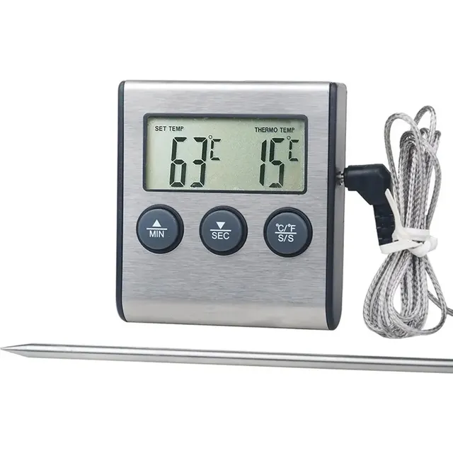 Termómetro Digital De Cocina Con Sonda Y Temporizador
