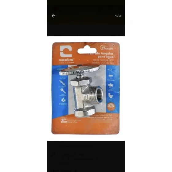Llave Angular Nacobre 1/2 Roscable
