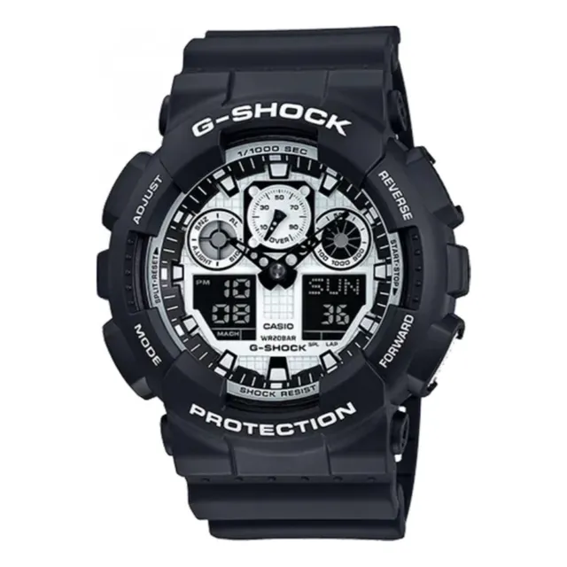 Reloj pulsera Casio GA-100 con correa de resina color negro - fondo blanco