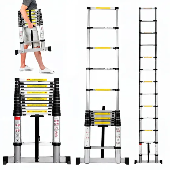 Escalera Telescópica Recta Plegable Retráctil 3.80m
