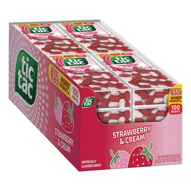 Tic Tac Menta De Fresa Y Crema Paquete De 12 Unidades 48 G