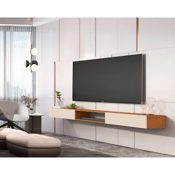 Rack Suspenso Para Tv Ate 72 Polegadas Nicho 1.8 Cor Nature White-off