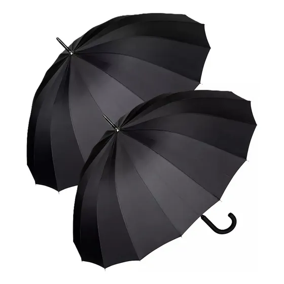 Pack X2 Paraguas De 16 Varillas Con Protección Uv Para Lluvia Y Sol Marin Color Negro Paraguas Grande Antiviento Sombrilla Plegable Hombre Mujer Paragua Durable Resistente Y Elegante Paragua Portátil