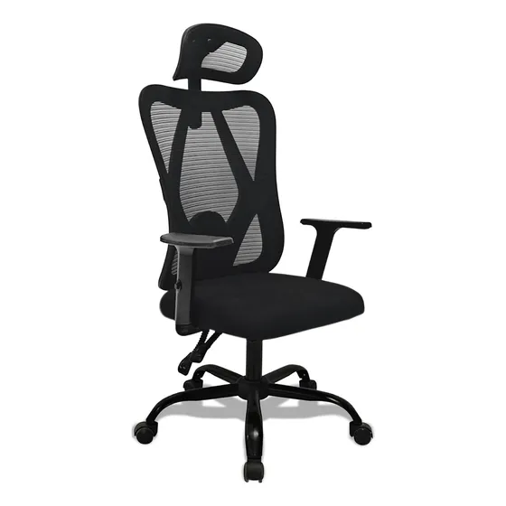 Silla Ejecutiva Ergonómica X-PROSS Reclinable Con Malla Transpirable, Soporte Lumbar, Reposacabezas y Asiento Memory Foam Ajustable, Cómoda y Moderna Para Oficina o Home Office color negro
