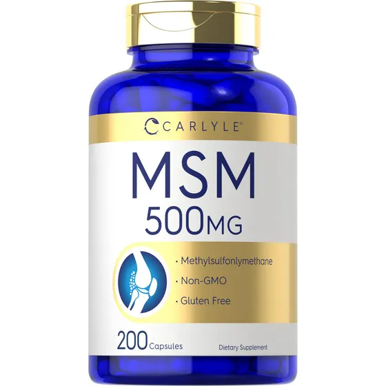 Suplemento Carlyle MSM Metilsulfonilmetano 500 mg 200 cápsulas sin gluten