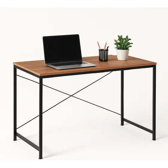Escritorio Industrial Hierro Y Madera 120x60 Cm - Negro