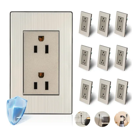 Kit De 10pzs Acero Inoxidable Placas Con Contacto Dúplex