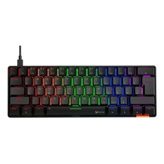 Teclado gamer Meetion MK005 QWERTY Outemu Blue color negro con luz RGB | Cuotas sin interés
