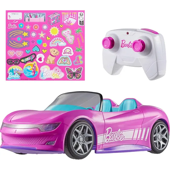 Auto Barbie Hot Wheels Rc Convertible Rosa Control Remoto