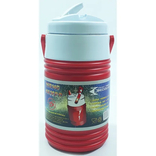 Termo Viajero 2 Litros Marca Decocar Color Rojo Nuevo