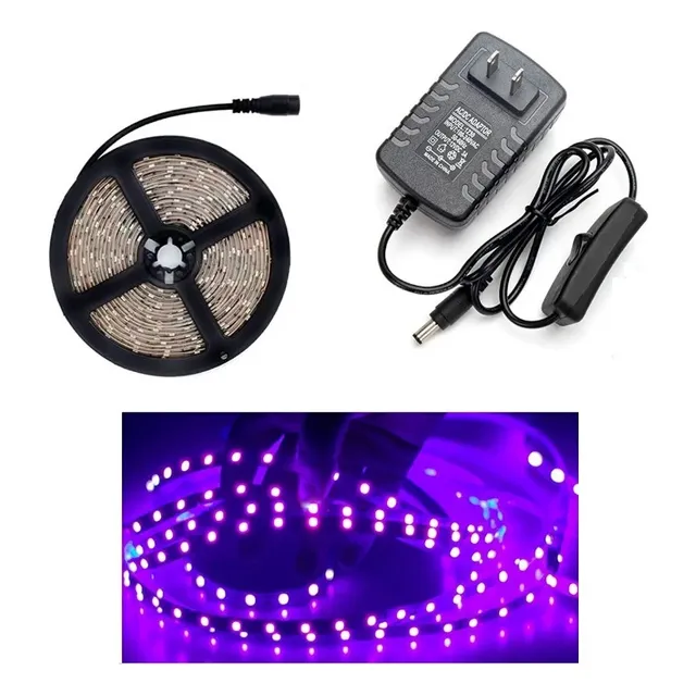 Tira Led 5050 Ultravioleta Luz Negra 2 Mt + Fuente + Tecla