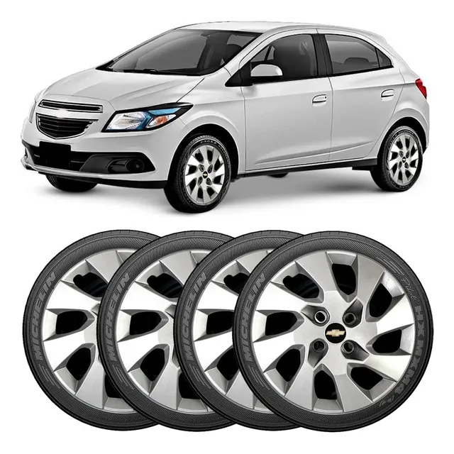 Jogo 4 Carlotas Aro 14 Onix Prisma 2013 2014 2015 2016 Prata