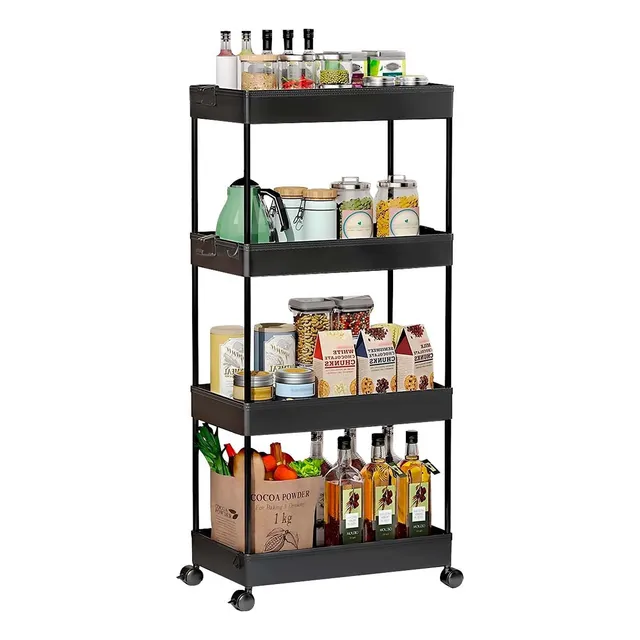 Estante Organizador Carrito 4 Niveles Cocina/baño Color Negro