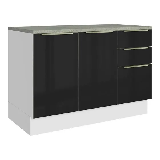 Gabinete Bajo Cocina Madesa Lux 120cm Con Encimera Color Blanco/Negro