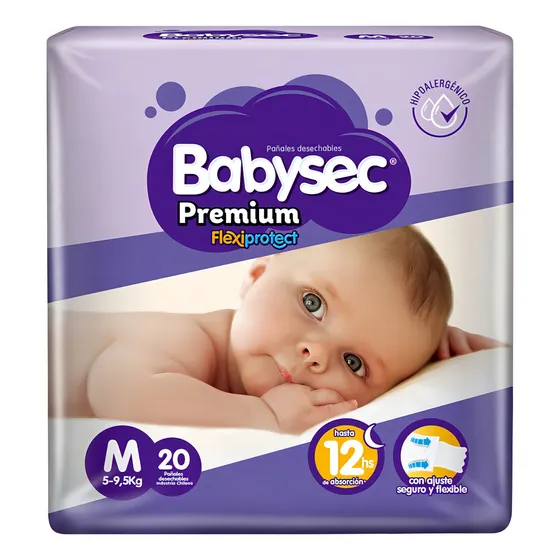 Pañales Babysec Premium sin género M x 20 unidades