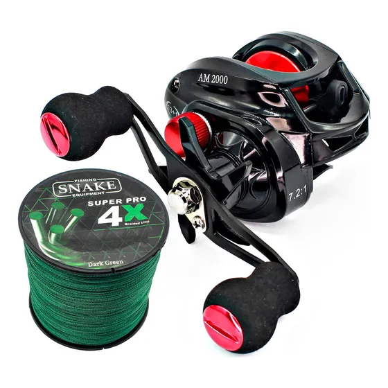 Reel Rotativo Baitcast Snake 14rul 8kg + Multifilamen Regalo