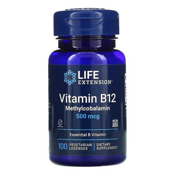 Vit B12: Metilcobalamina 500 mcg, 100% para prolongar la vida por vía sublingual