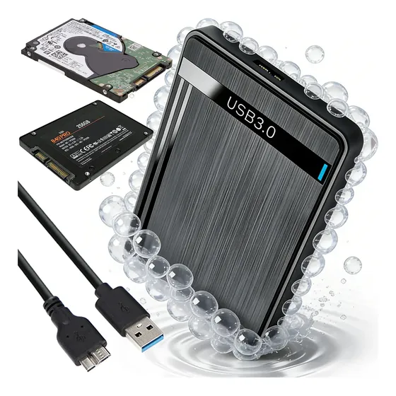 Carcasa Disco Duro Case Para Hdd Ssd 2.5 Pulgadas Con Cable Negro