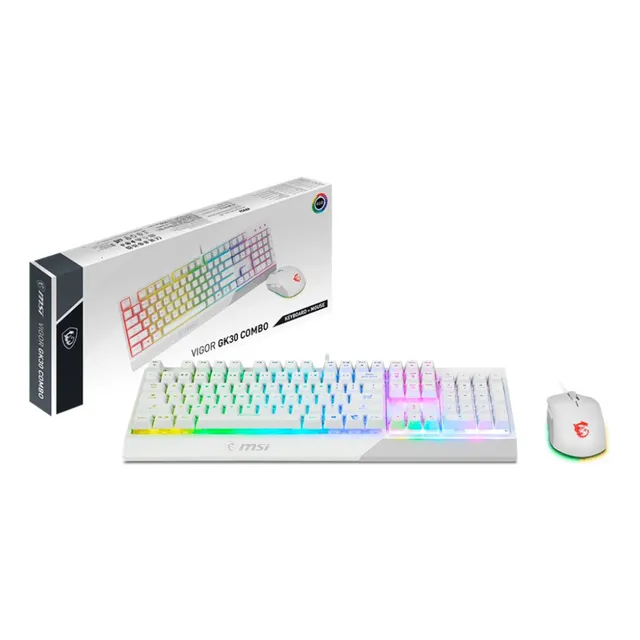 Kit de teclado y mouse gamer MSI Vigor GK30 Inglés US de color blanco