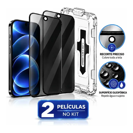 2x Películas 3d Privacidade Com Aplicador iPhone 17 Pro Max
