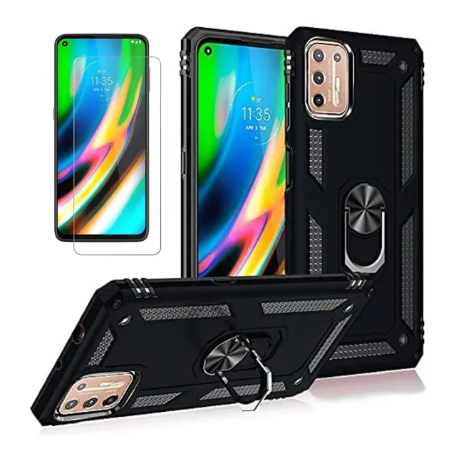 Mica + Funda Rudo Con Anillo Para Moto G9 Plus