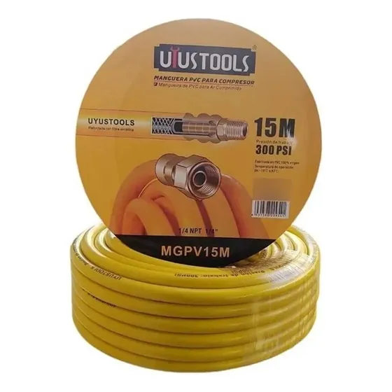 Manguera Para Compresor De Aire 1/4 15 Mts 300psi Uyustools Color unico color
